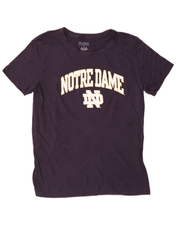 Champion Notre Dame Graphic Camiseta para Mujer UK 40 Grande Azul Marino Algodón