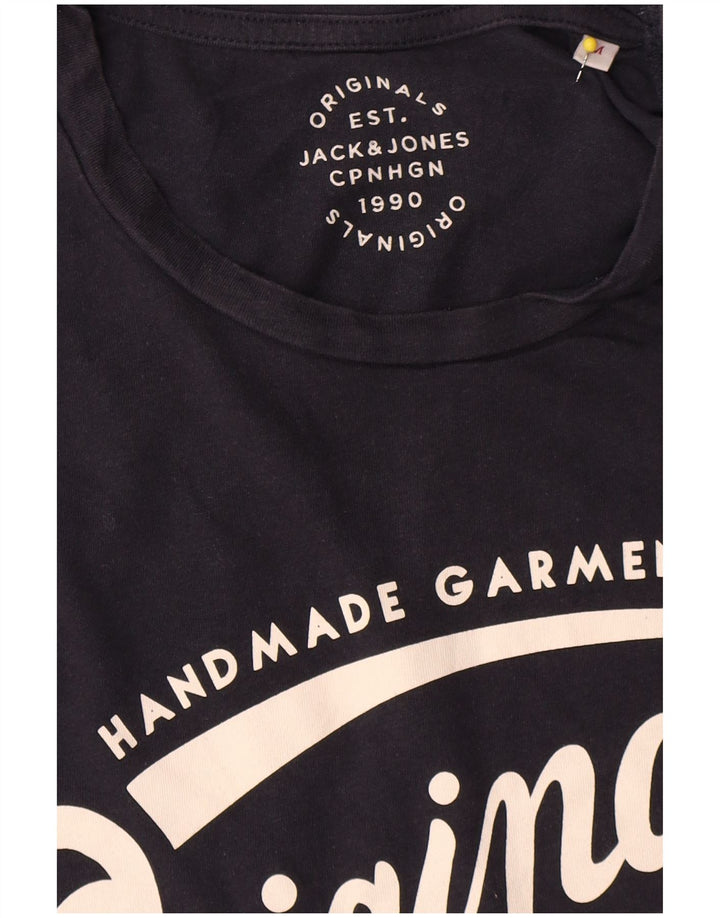 Jack & Jones Hombre Camiseta Gráfica Top Medium Azul Marino Algodón