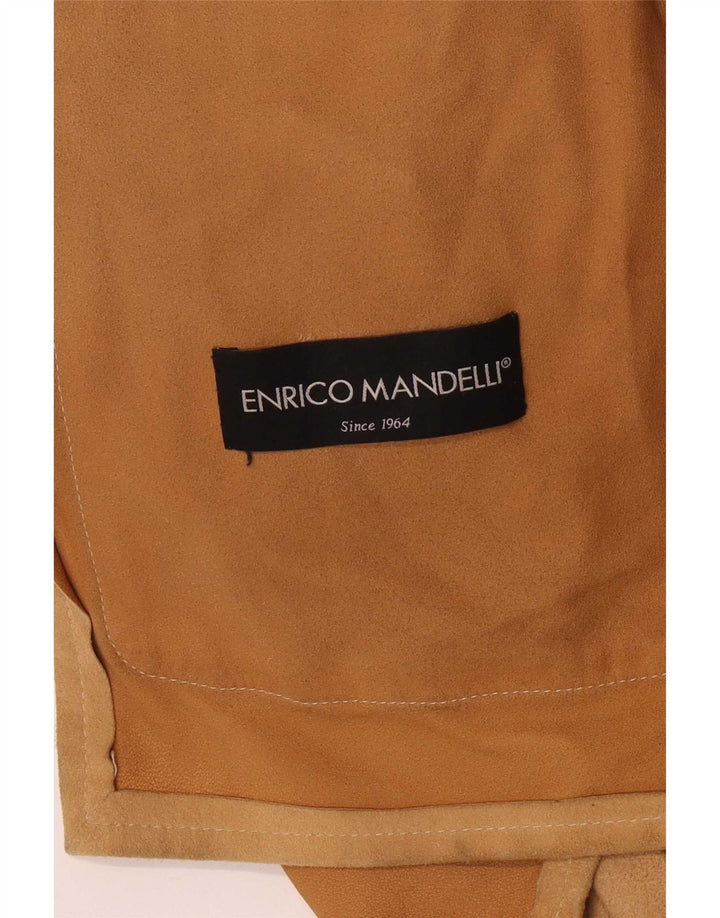 Enrico Mandelli Chaqueta de cuero para mujer UK 40 XL Marrón Clásico