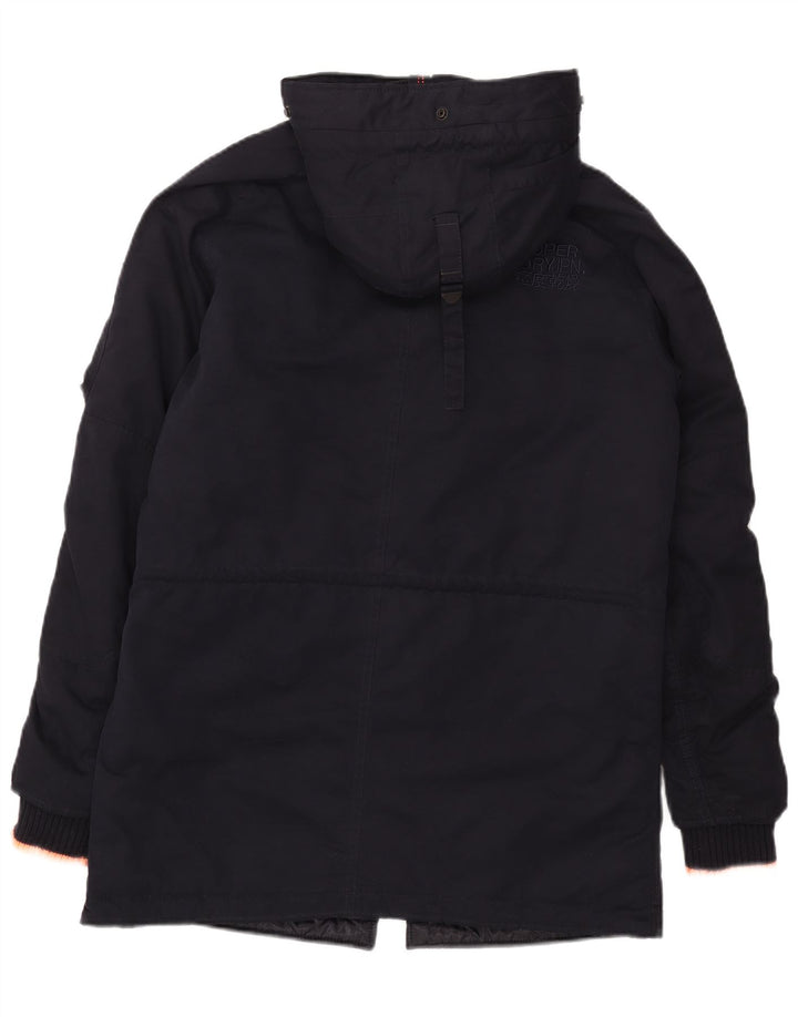 Superdry Parka con capucha para hombre, talla 38, poliéster azul marino mediano