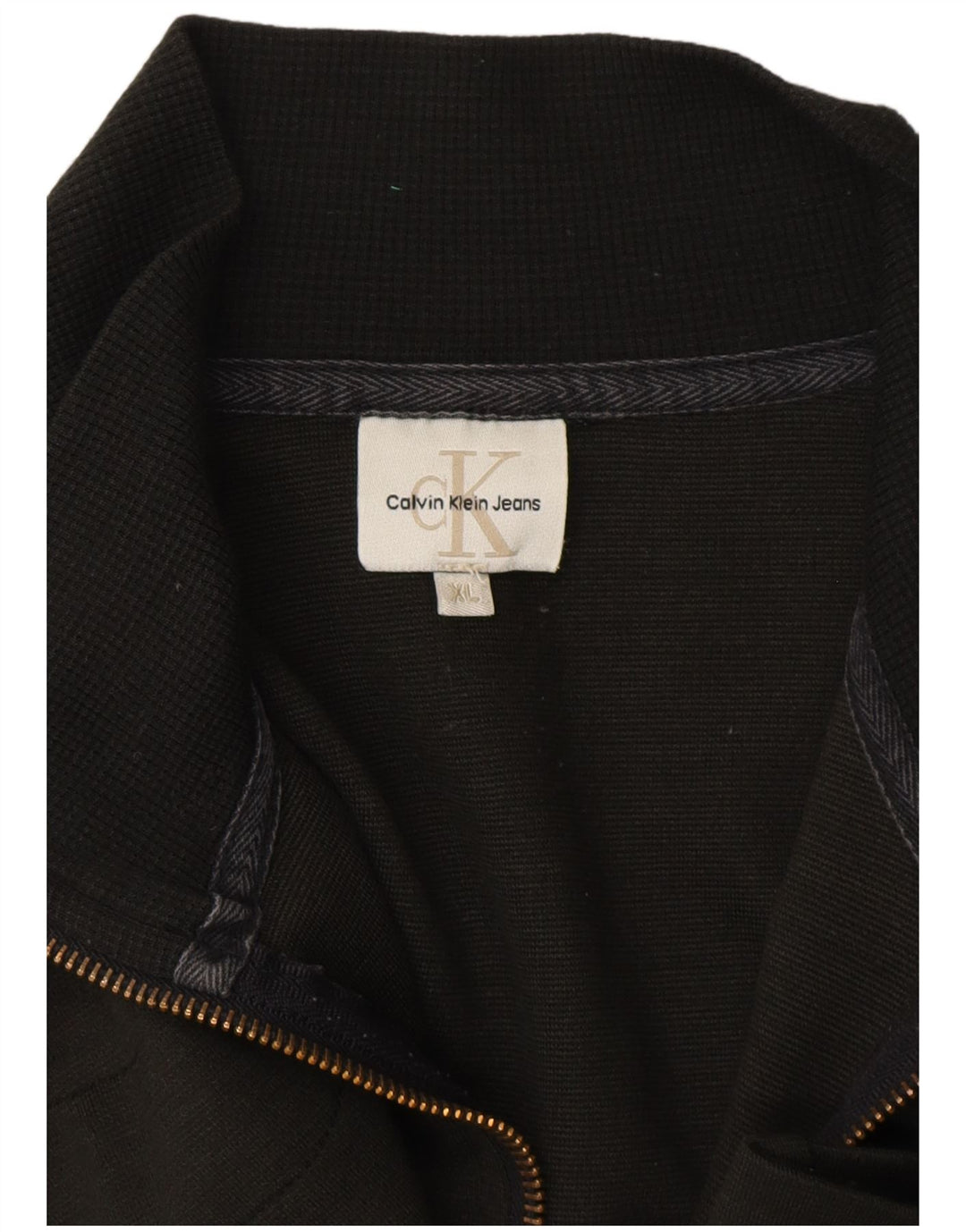 CALVIN KLEIN JEANS Top de chándal con cuello y cremallera para mujer UK 40 XL Caqui