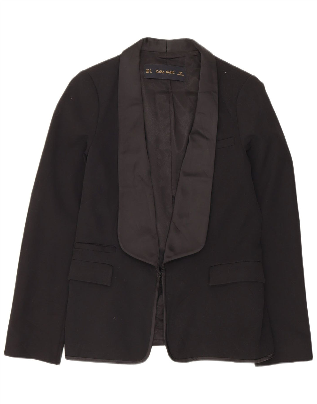 ZARA Chaqueta Blazer Mujer UK 10 Small Poliéster Negro