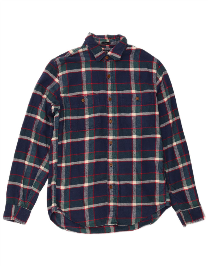 J. CREW Camisa de franela delgada para hombre Algodón a cuadros azul marino pequeño
