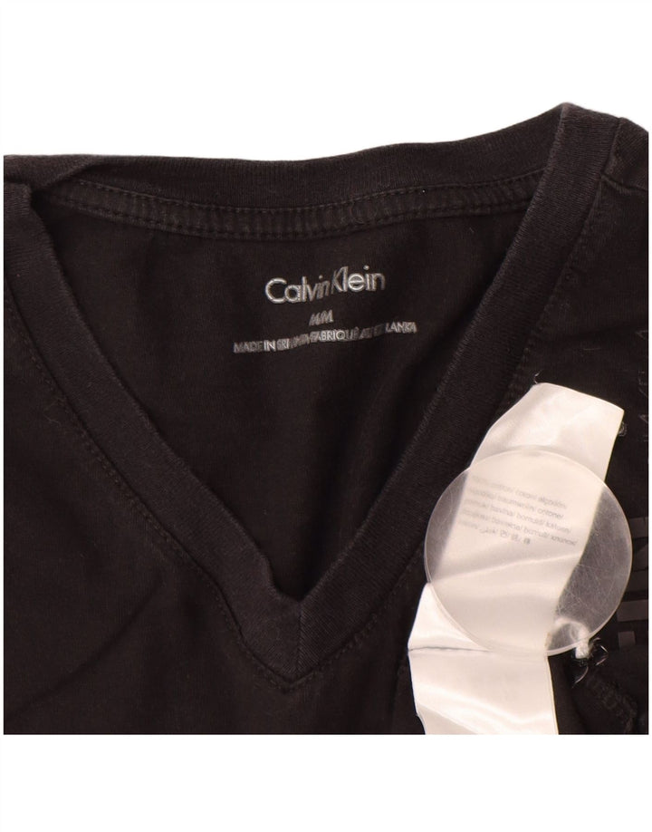 CALVIN KLEIN Camiseta gráfica para mujer Top UK 44 Algodón negro mediano