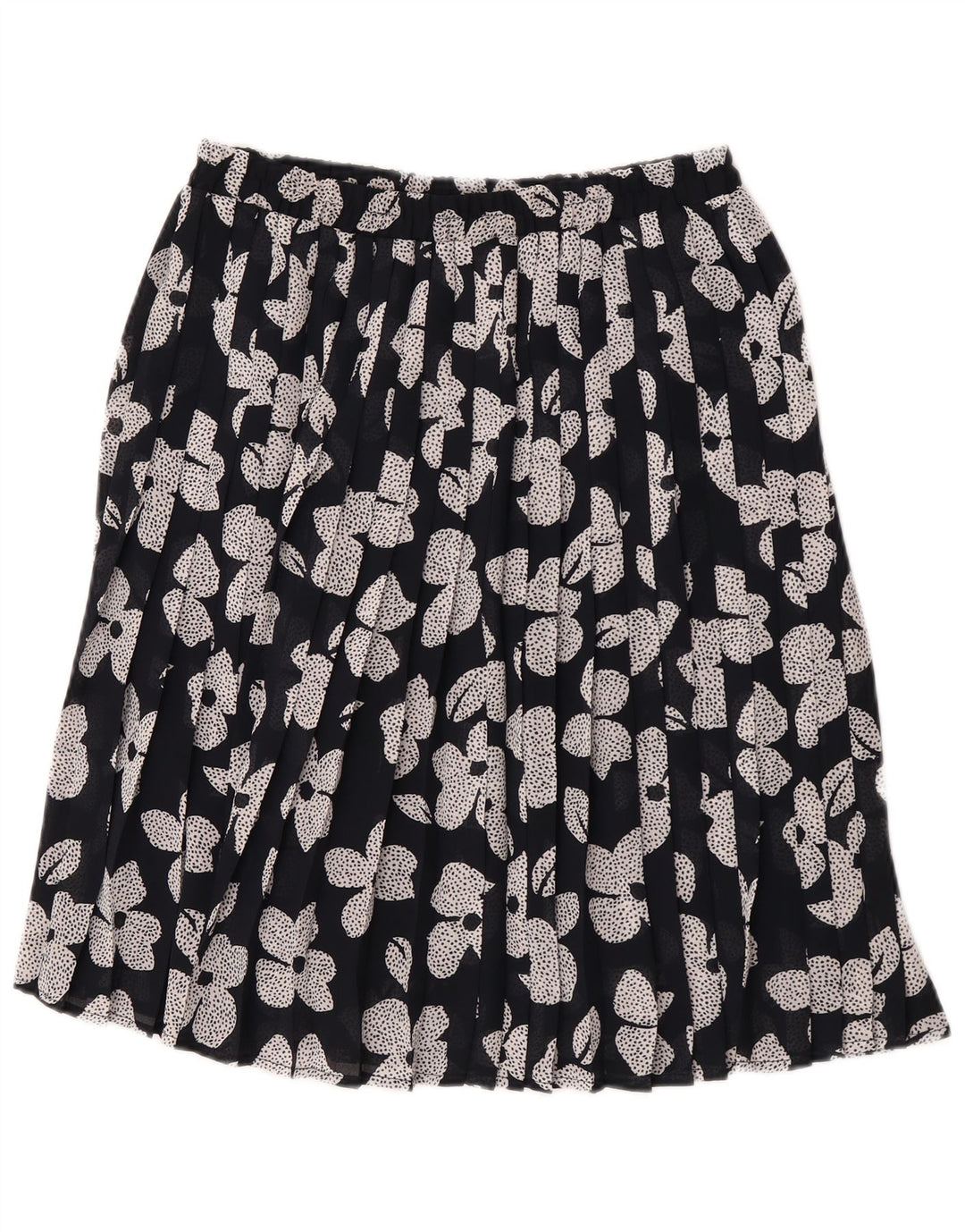 Vintage mujer falda plisada W30 medio negro floral
