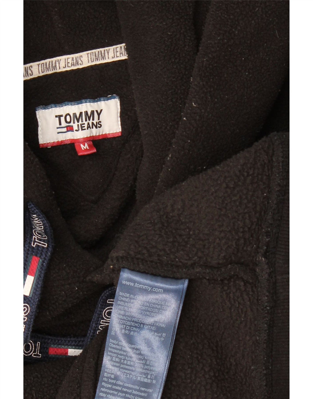 TOMMY HILFIGER Jersey de forro polar con capucha para hombre Poliéster negro mediano
