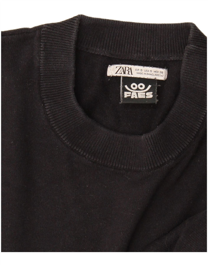 Zara Hombre Jersey De Cuello Redondo Suéter Pequeño Negro