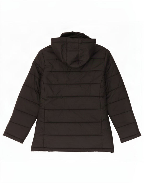 Zara Mujer Chaqueta Acolchada Con Capucha UK 44 Mediana Nylon Negro