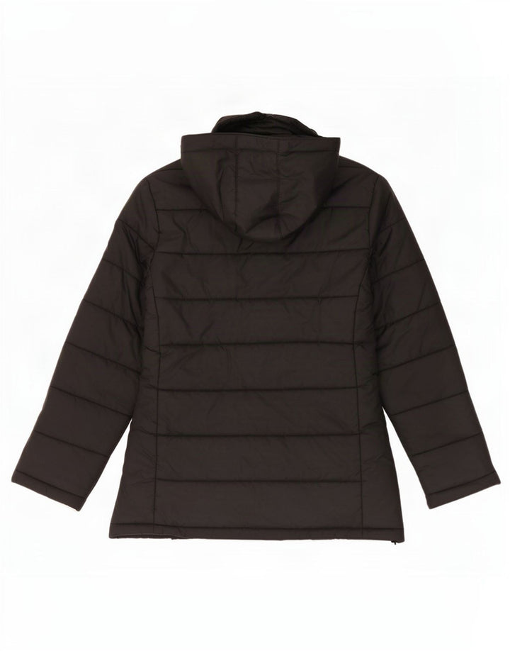 Zara Mujer Chaqueta Acolchada Con Capucha UK 44 Mediana Nylon Negro