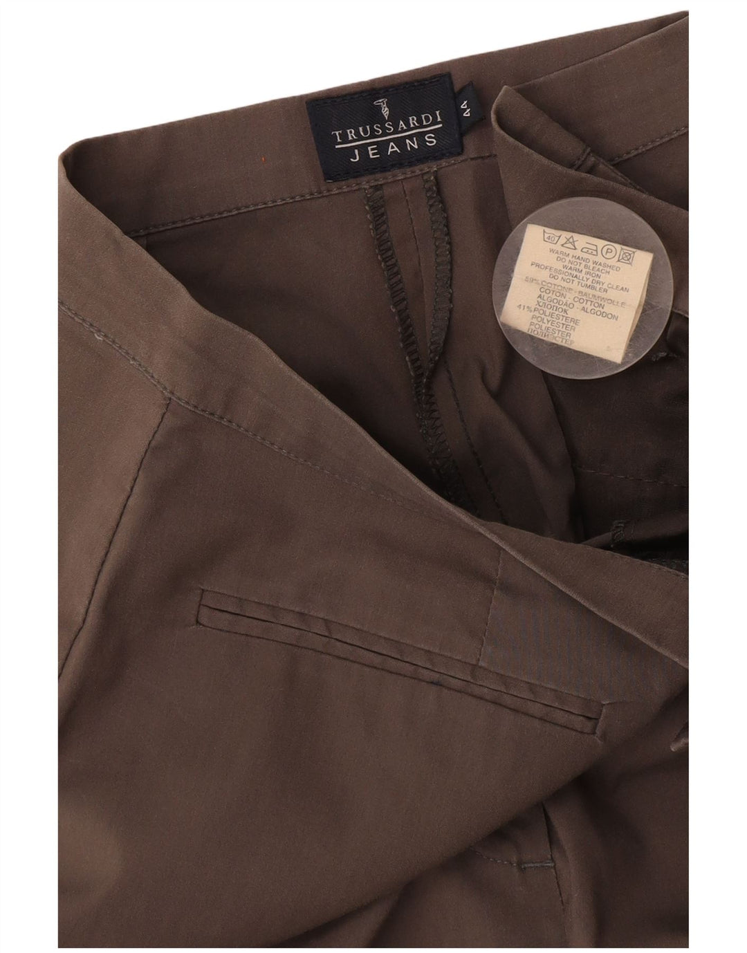 Pantalones Casuales Recto Mujer Trussardi IT 44 Medium W28 L29 Gris Algodón