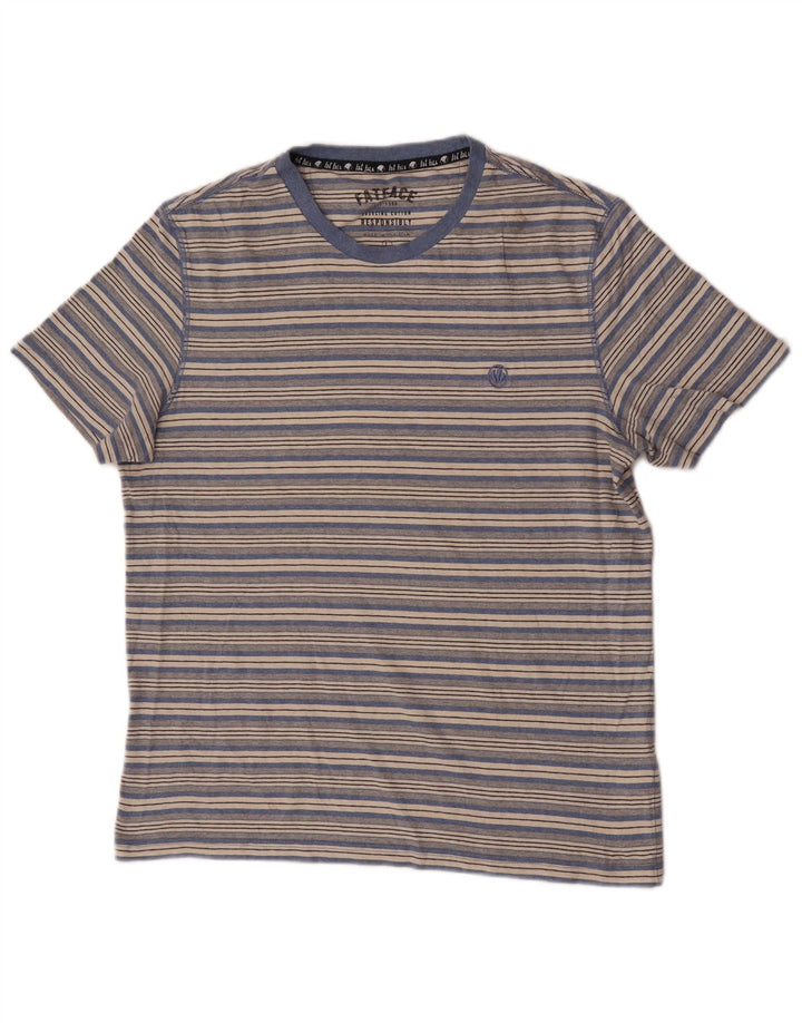 Camiseta de hombre Fat Face Top grande de algodón a rayas azules