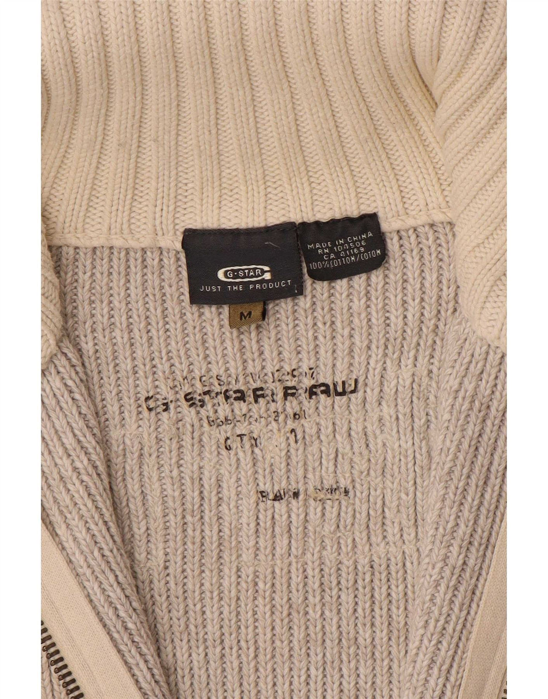 G-Star Hombre Cárdigan Gráfico Suéter De Algodón Beige Medio