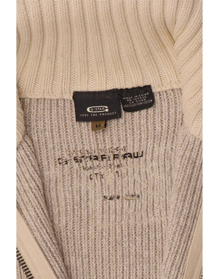 G-Star Hombre Cárdigan Gráfico Suéter De Algodón Beige Medio