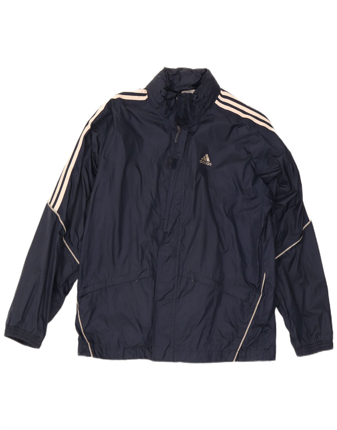 Adidas Chaqueta impermeable con capucha para hombre UK 36 Small Azul marino Poliamida