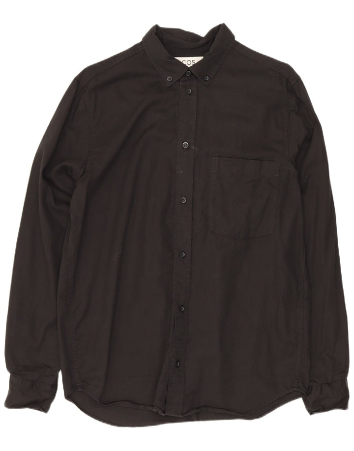 Camisa Cos Hombre Regular Fit Pequeña Lyocell Negra