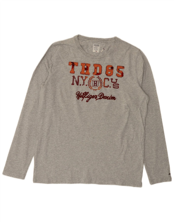 Tommy Hilfiger Camiseta gráfica para hombre de manga larga 2XL Algodón gris