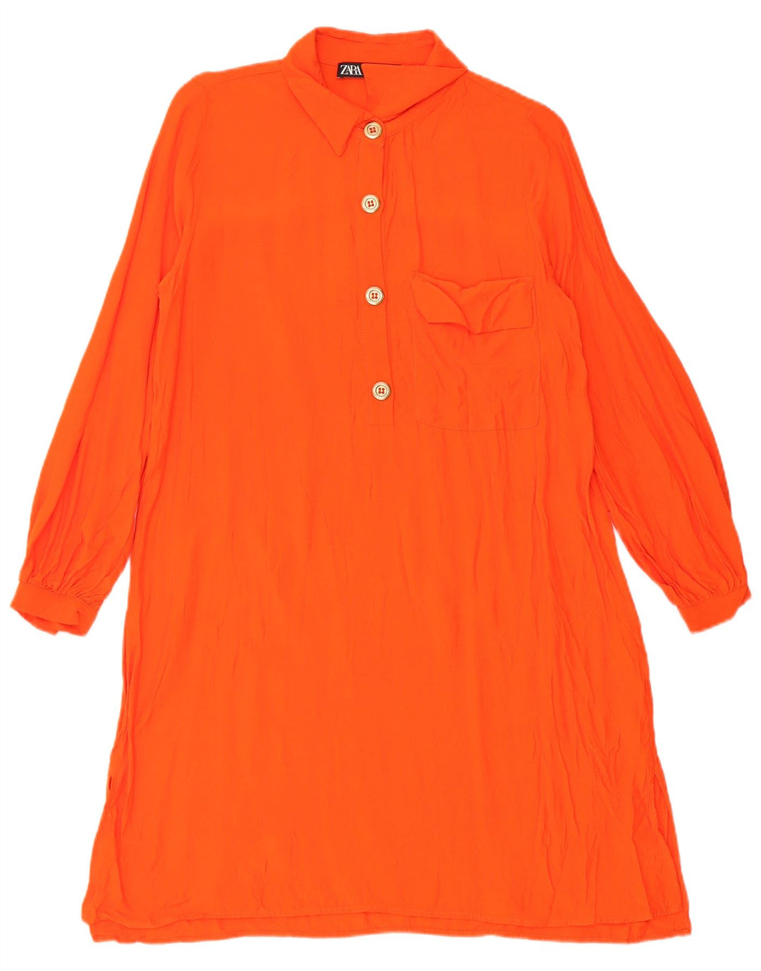 Zara - Vestido camisero tipo jersey para mujer, talla 40, talla pequeña, viscosa naranja