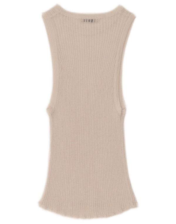Zara Mujer Chaleco Top UK 44 Medio Blanco