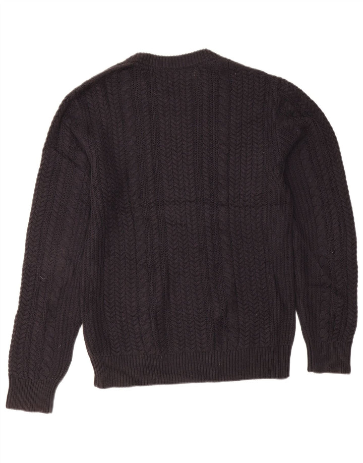 French Connection Jersey de cuello redondo para hombre, talla pequeña, algodón azul marino