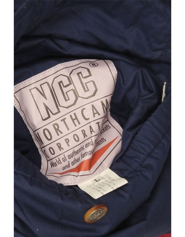 Vintage hombres oversize reversible chaqueta acolchada Reino Unido 40 grande rojo