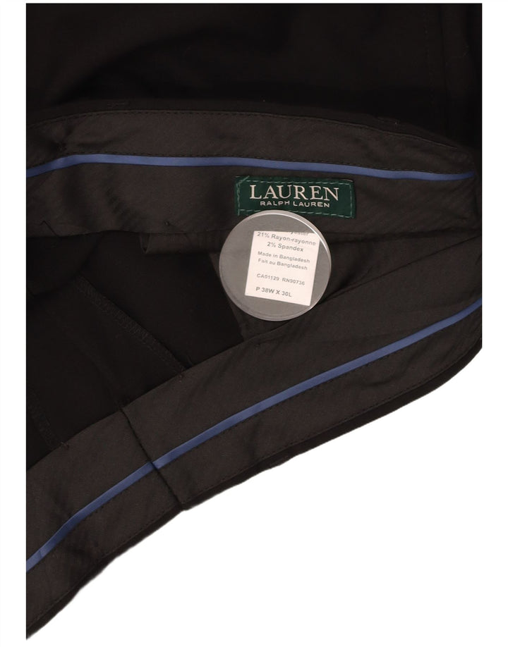RALPH LAUREN Pantalón de traje recto para hombre W38 L30 Poliéster negro
