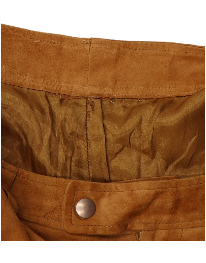 VINTAGE Pantalón corto de ante para mujer W32 L25 Marrón