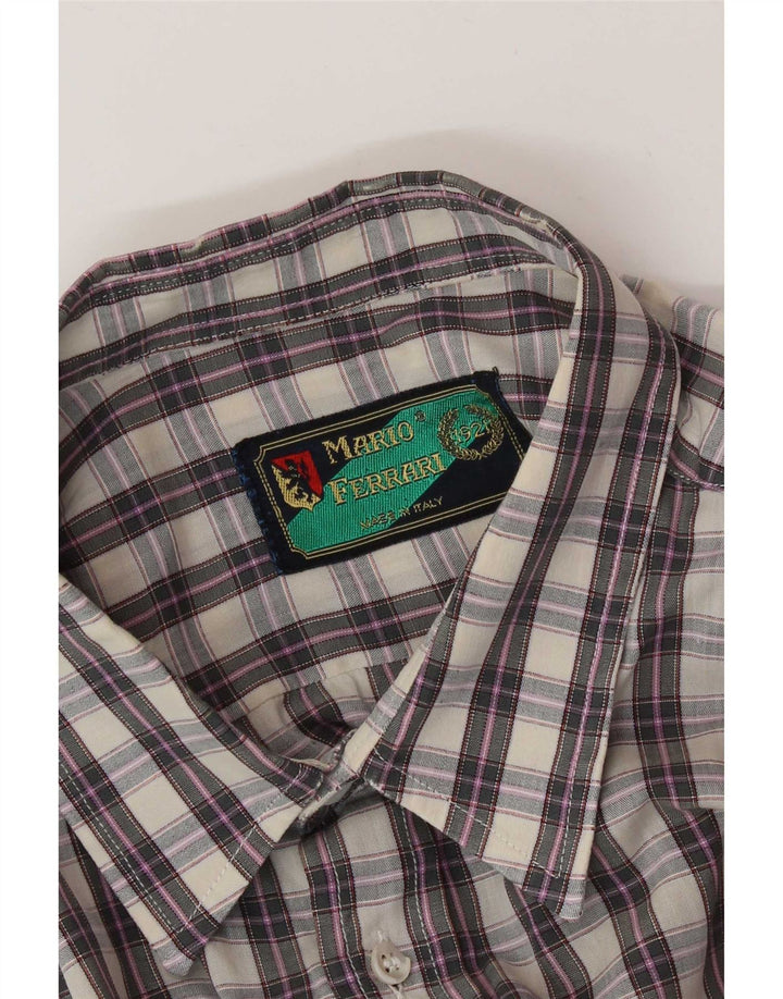 Mario Ferrari Camisa de manga corta para hombre Cuadros gris medio