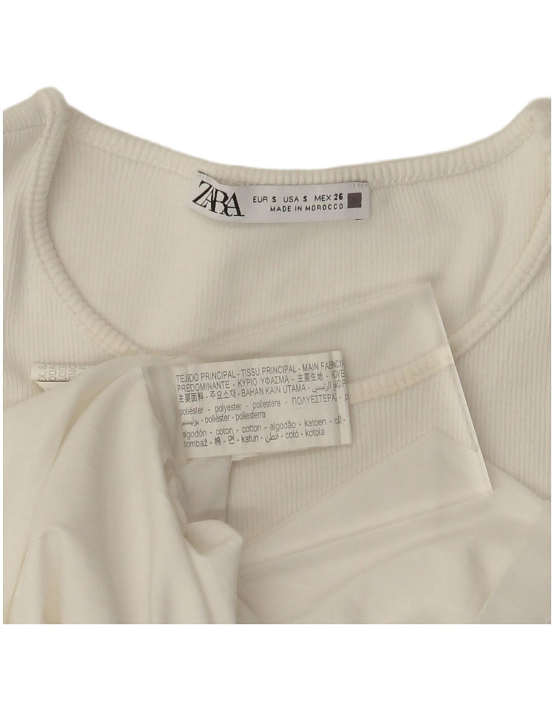 Zara Mujer Vestido Acampanado Batwing UK 8 Pequeño Poliéster Blanco Roto