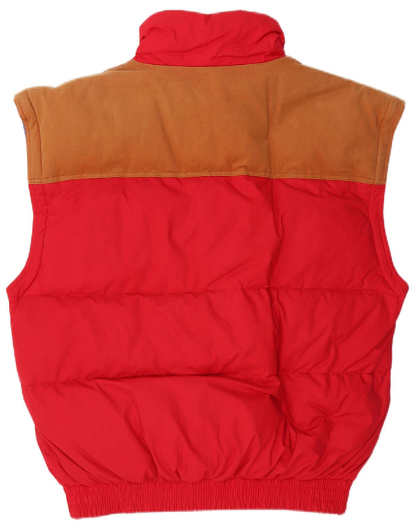 Vintage Mens Loose Fit Padded Gilet UK 38 Medium Red Colourblock
