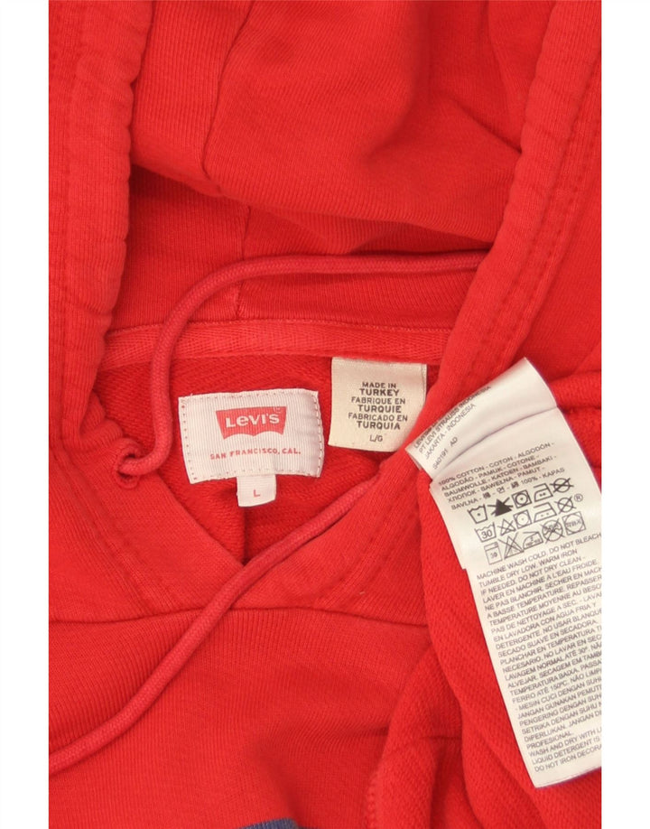 Levi's Jersey con capucha gráfica para hombre de algodón rojo grande