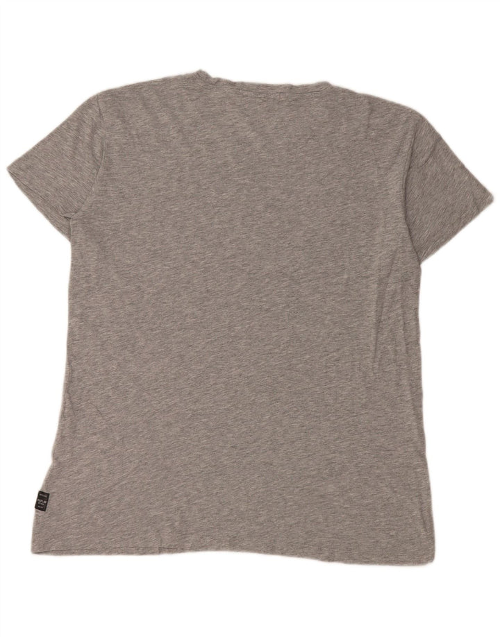 REPLAY Camiseta gráfica para mujer Top UK 46 Large Grey Cotton