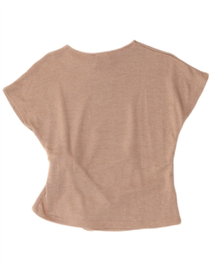 Zara Blusa con lazo frontal para mujer UK 10 Small Beige Poliéster