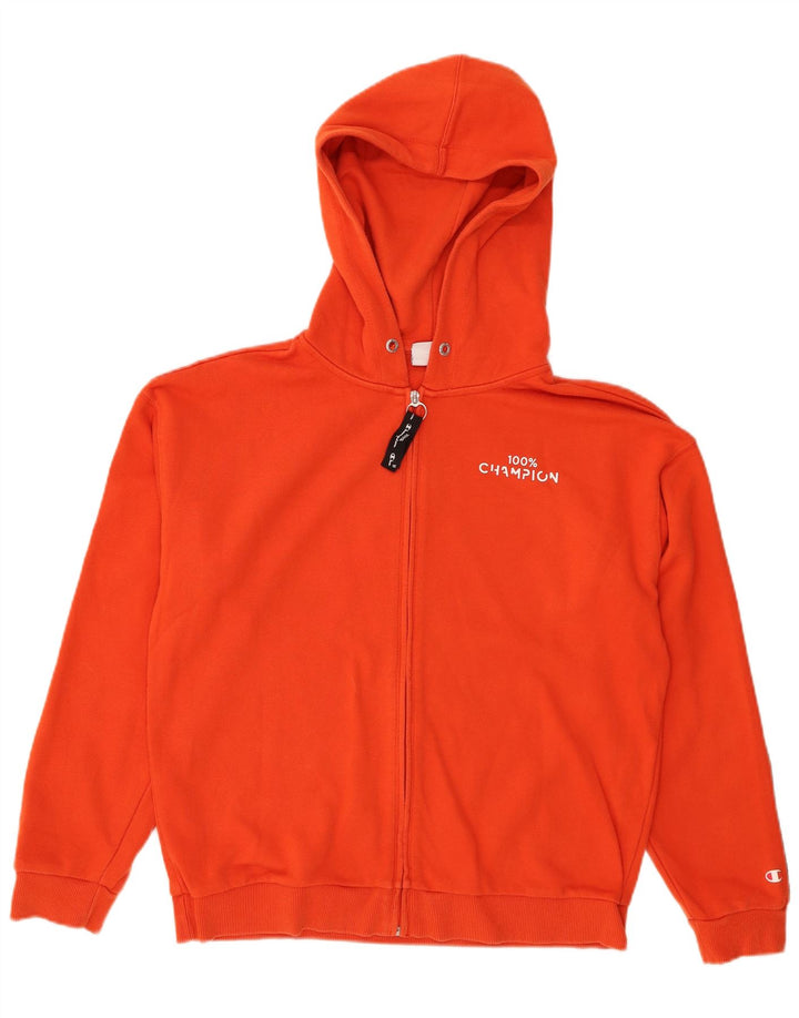 CHAMPION Suéter con capucha y cremallera gráfica para mujer UK 40 XL Naranja Colorblock