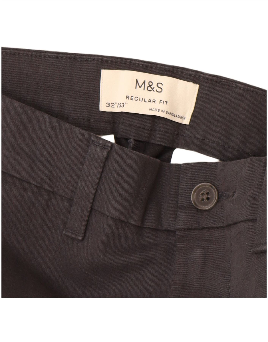 MARKS & SPENCER Pantalón chino recto de corte regular para hombre W32 L33 Negro