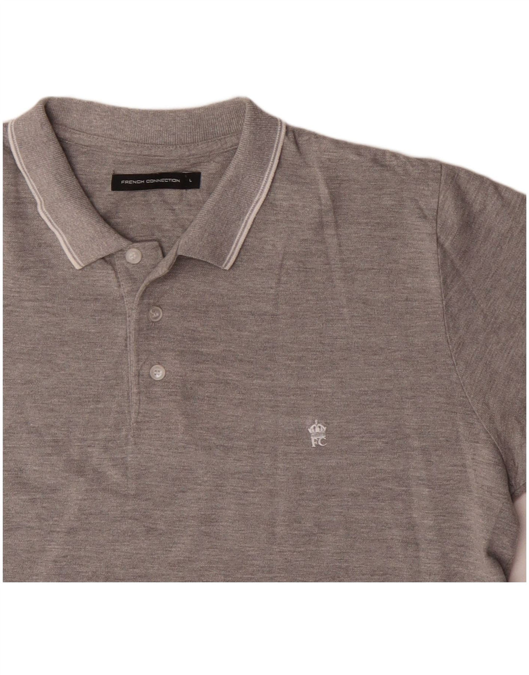 French Connection Polo para hombre de algodón gris grande