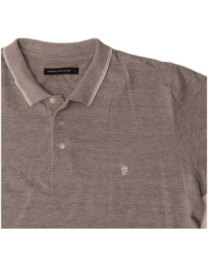 French Connection Polo para hombre de algodón gris grande