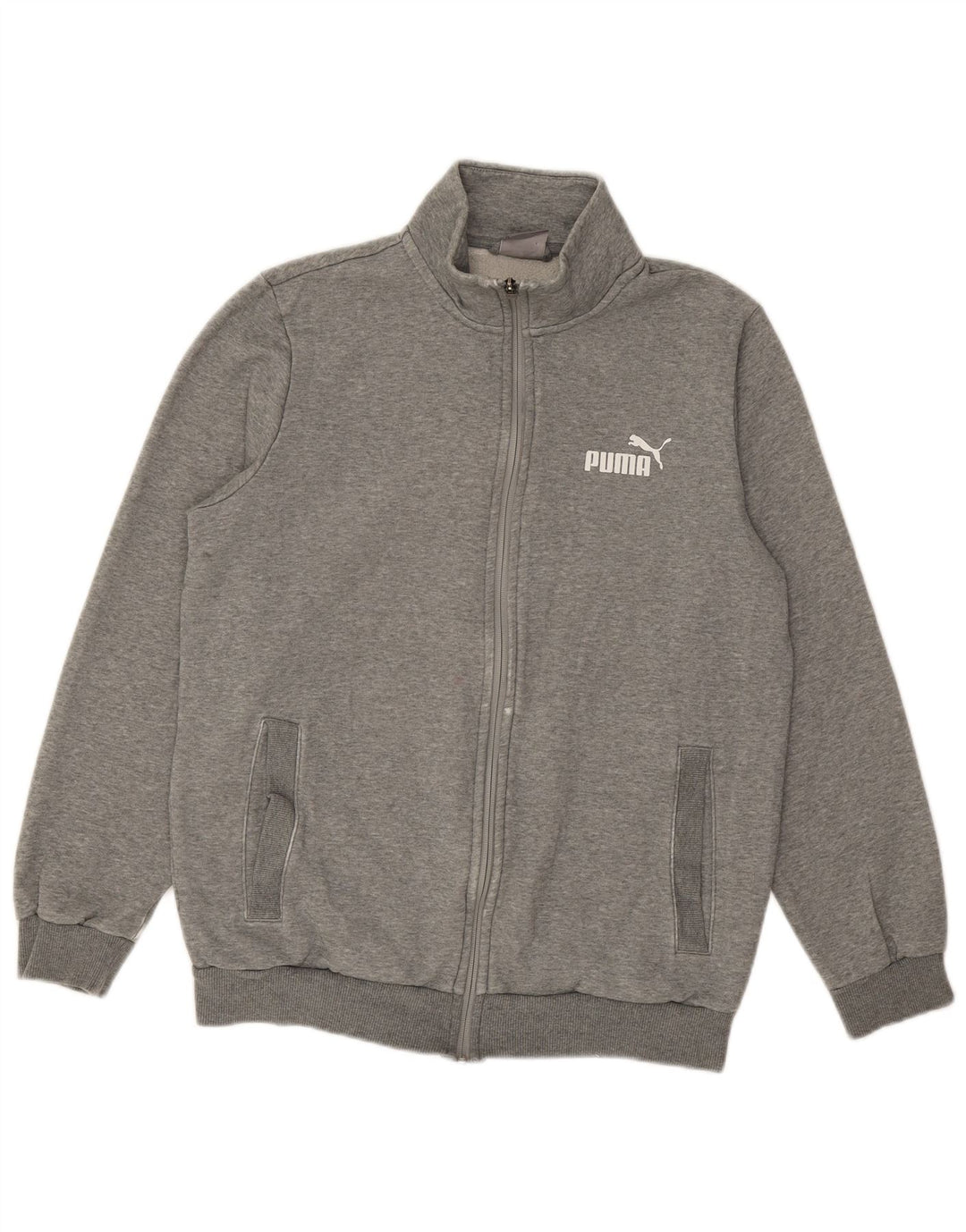 Puma Hombre Chándal Top Chaqueta Pequeña Gris Algodón