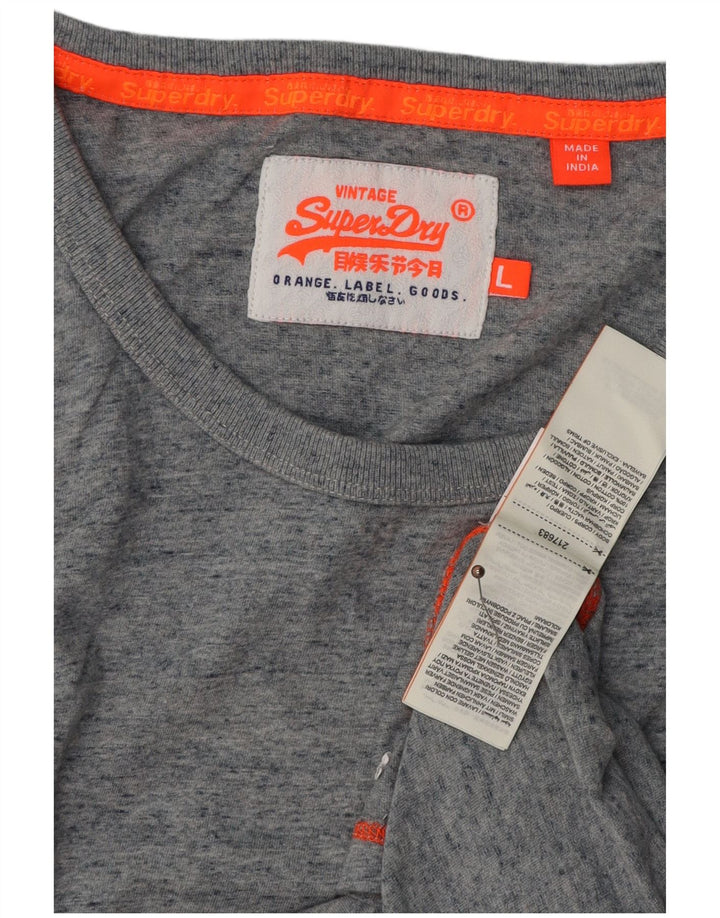 SUPERDRY Camiseta sin mangas para hombre de algodón moteado gris grande