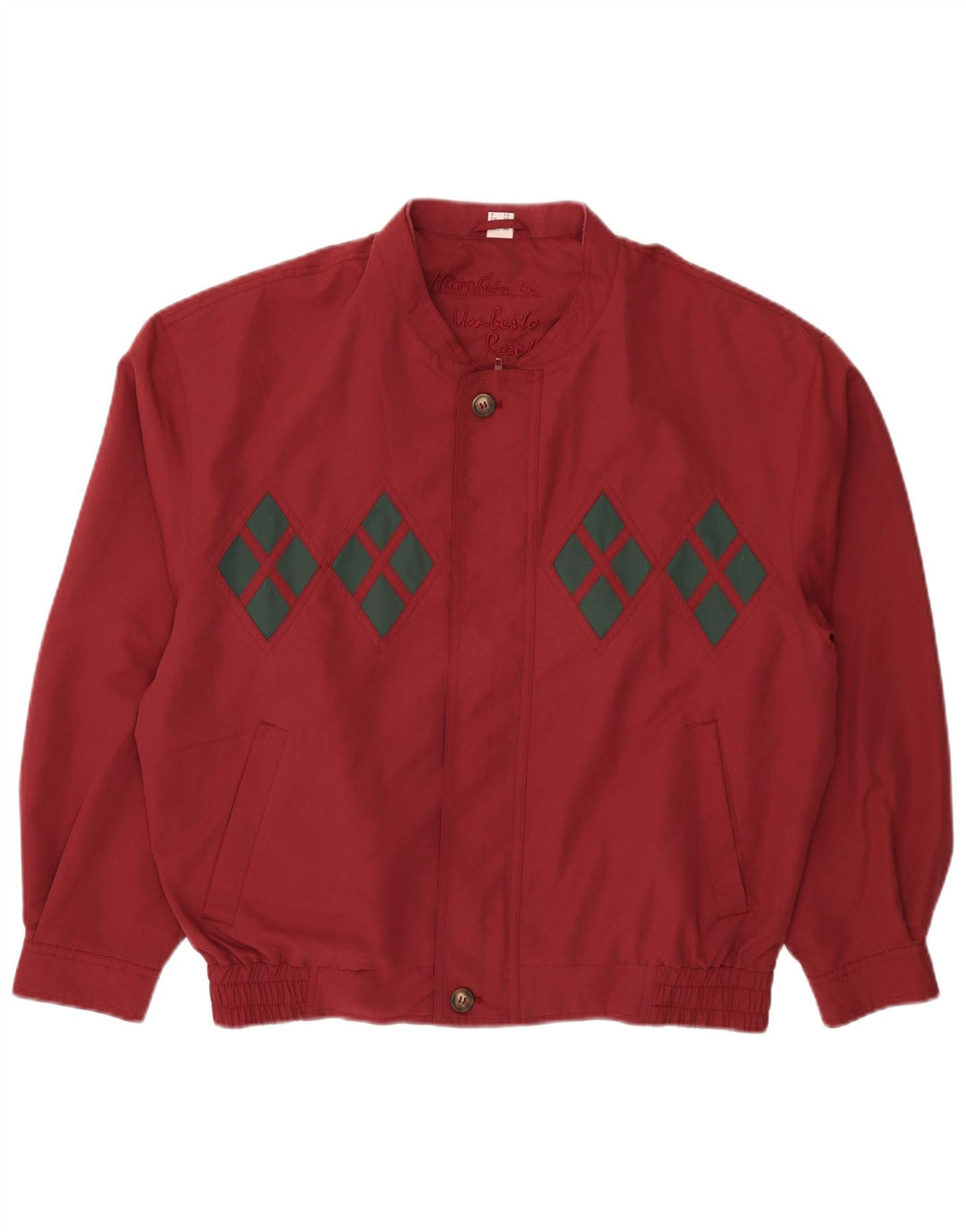 UMBERTO ROSETTI Chaqueta bomber para hombre UK 38 Medium Borgoña Argyle/Diamond