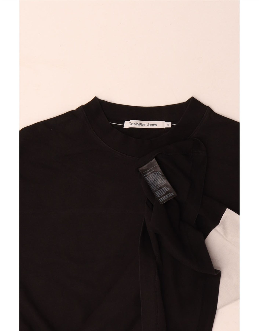 CALVIN KLEIN JEANS Camiseta gráfica para hombre Top XL Algodón color block negro
