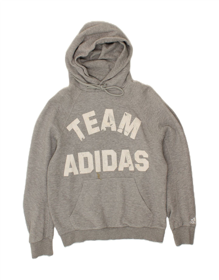 ADIDAS Mens Graphic Hoodie Jumper Medium Grey Vintage Adidas and Second-Hand Adidas from Messina Hembry 