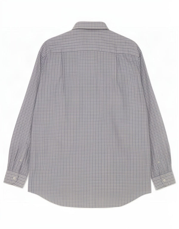 Ermenegildo Zegna Mens Flannel Shirt Large Blue Check Cotton