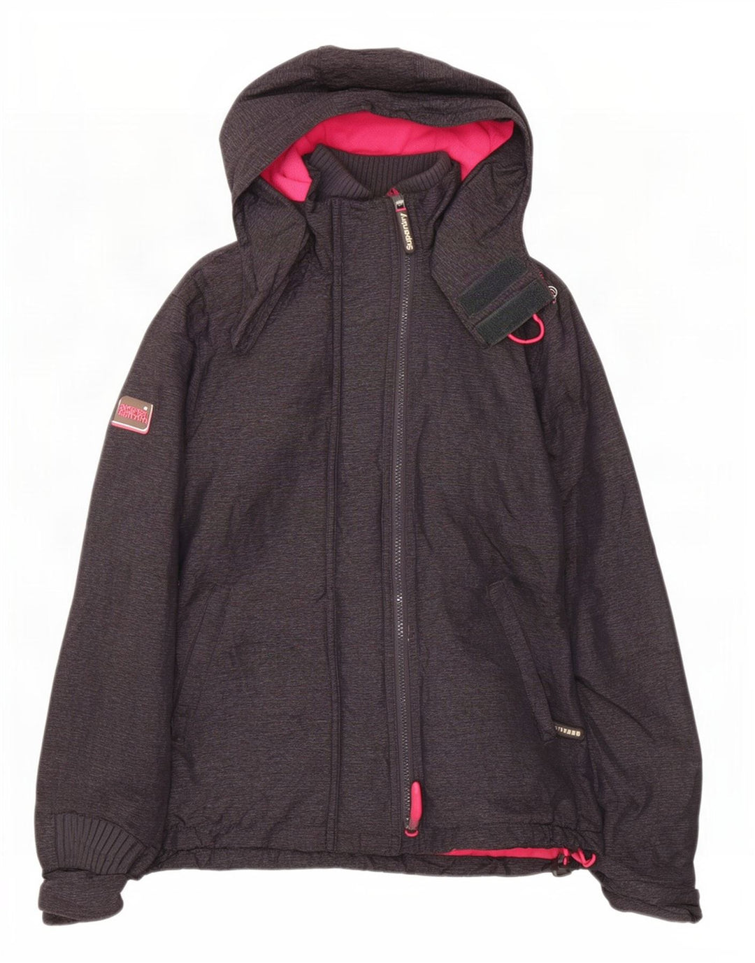 Superdry Chaqueta cortavientos con capucha Windcheater para mujer, talla 40, color gris