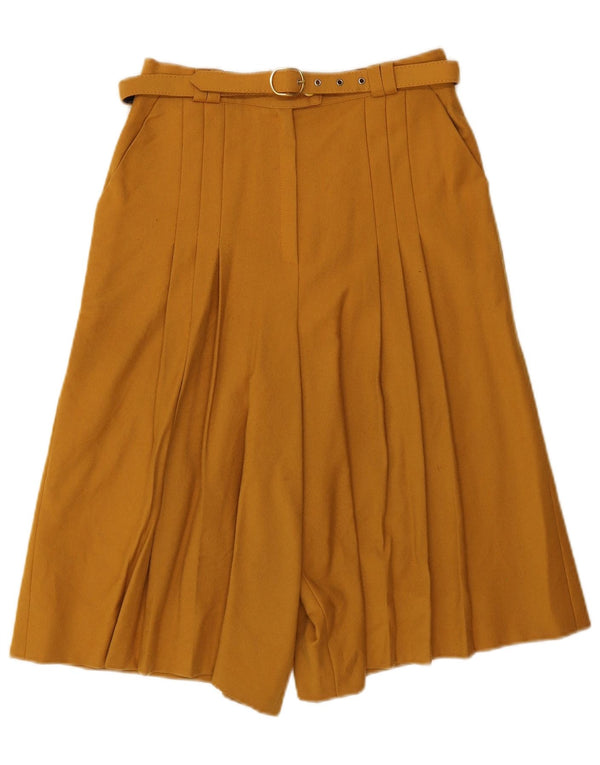 Bermudas plisadas de cintura alta vintage para mujer IT 44 Medio W28 Amarillo
