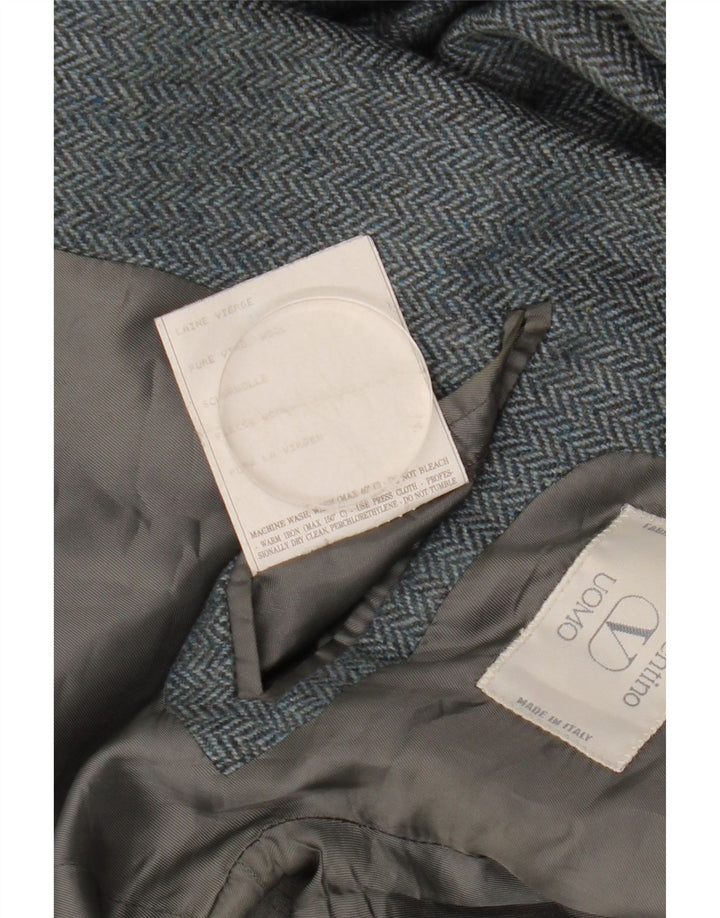 Valentino Chaqueta tipo blazer de 2 botones para hombre IT 50 Large Grey Herringbone Wool