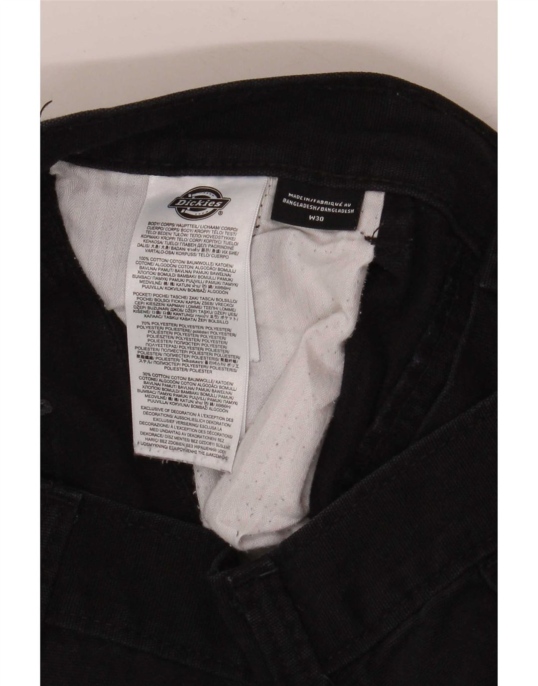 Dickies Pantalones cargo rectos para hombre W30 L32 Algodón negro