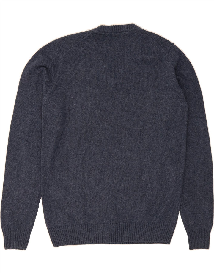 TRUSSARDI Mens V-Neck Jumper Sweater Large Navy Blue Wool Vintage Trussardi and Second-Hand Trussardi from Messina Hembry 