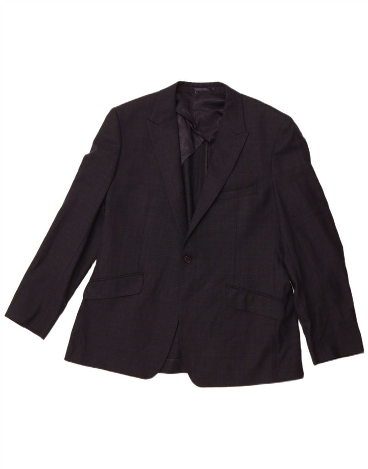 Reiss Chaqueta tipo blazer con 1 botón para hombre UK 42 XL Lana a cuadros azul marino