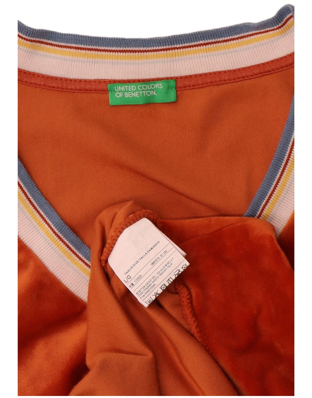 Benetton Blusa Extragrande De Terciopelo Mujer UK 46 Large Naranja Poliéster