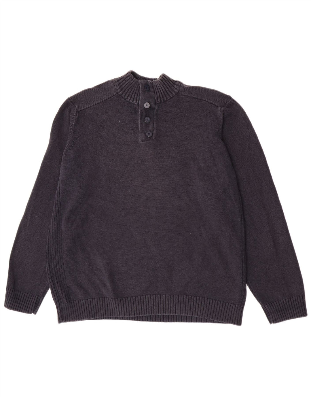 Marks & Spencer Jersey azul marino con cuello y botones para hombre XL Algodón azul marino